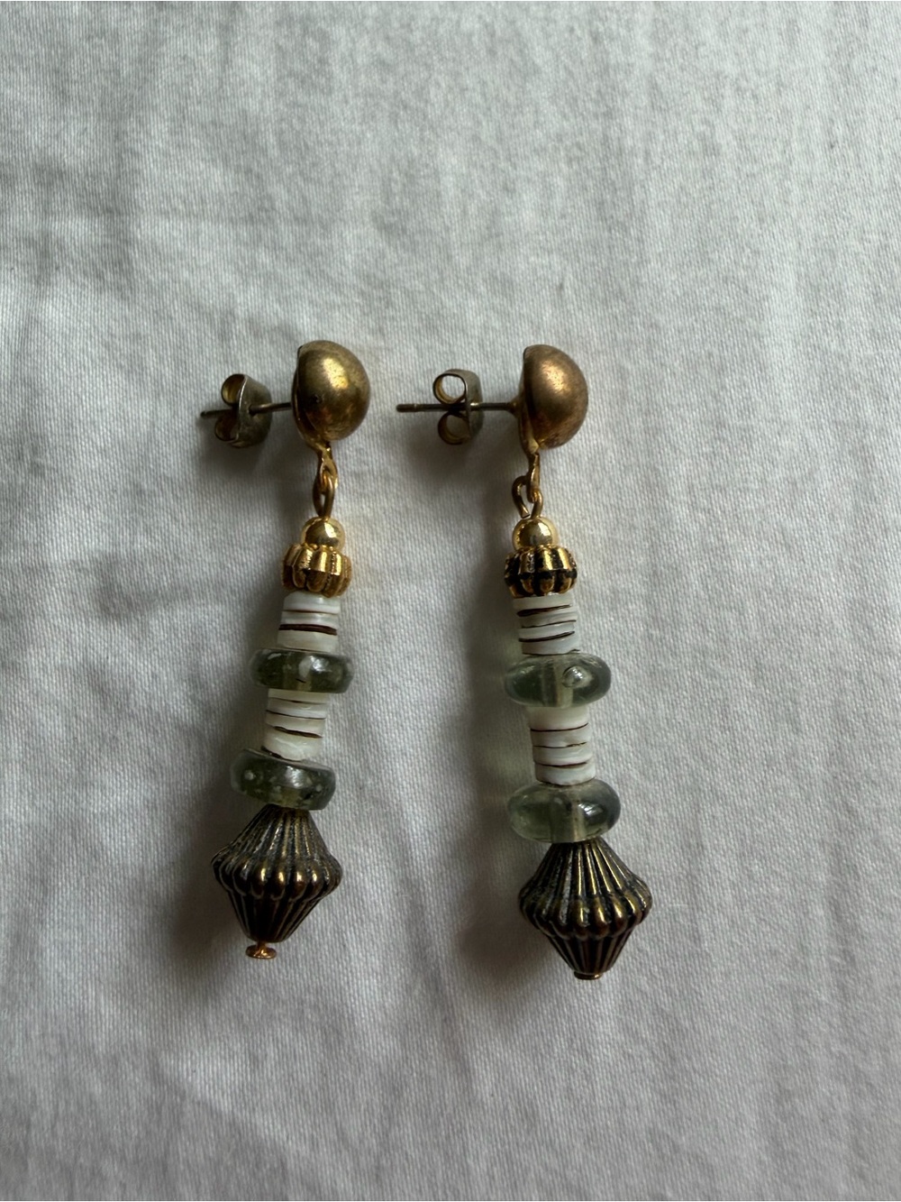Gold-Tone Green Glass Drop Earrings - Women Jewelry